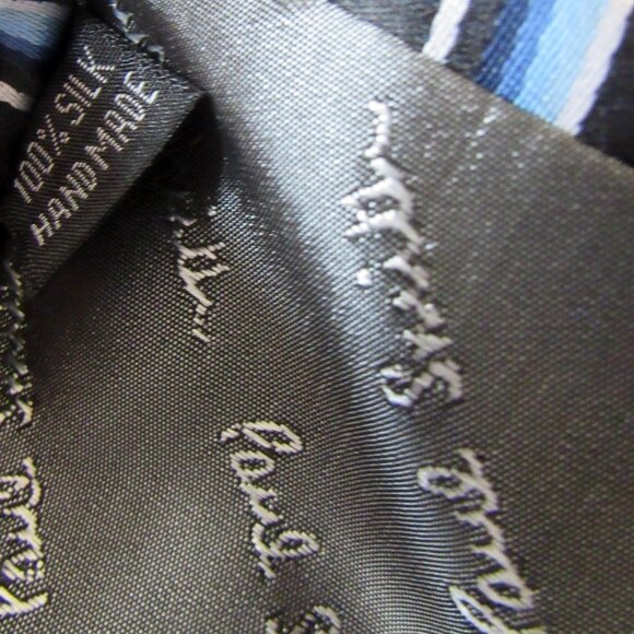 Paul Smith Striped 100%Silk Tie , Handmade,Blue/Black, width 4 in; - Picture 2 of 5
